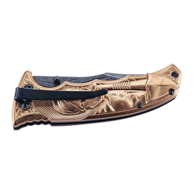 Herbertz Single-Hand Pocket Knife 9cm, Aluminum, Grey-Bronze, Sparta Design