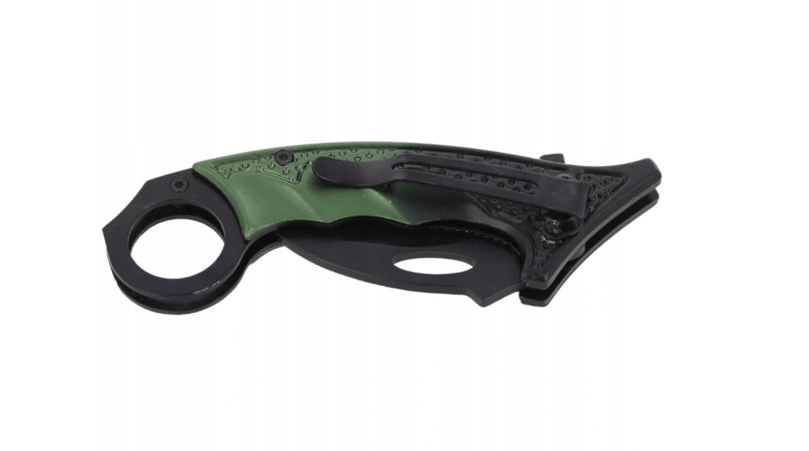 Herbertz Karambit Folding Knife 6cm, Black-Green, Aluminum