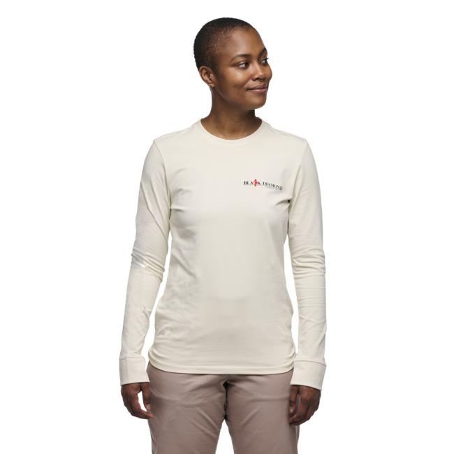 Black Diamond Women's Heritage Wordmark Long Sleeve T-Shirt, Off White