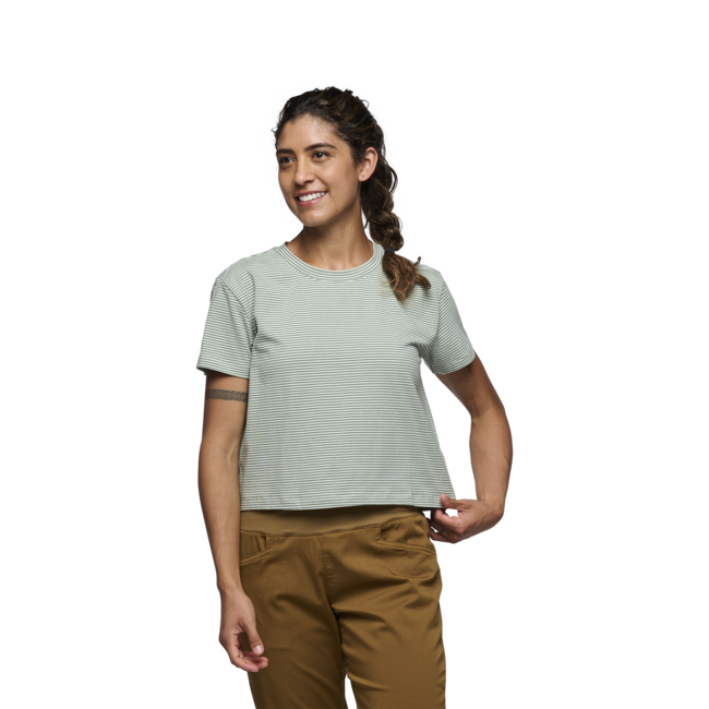 Black Diamond Women's T-Shirt BD Stripe, Foam Green-Laurel Green