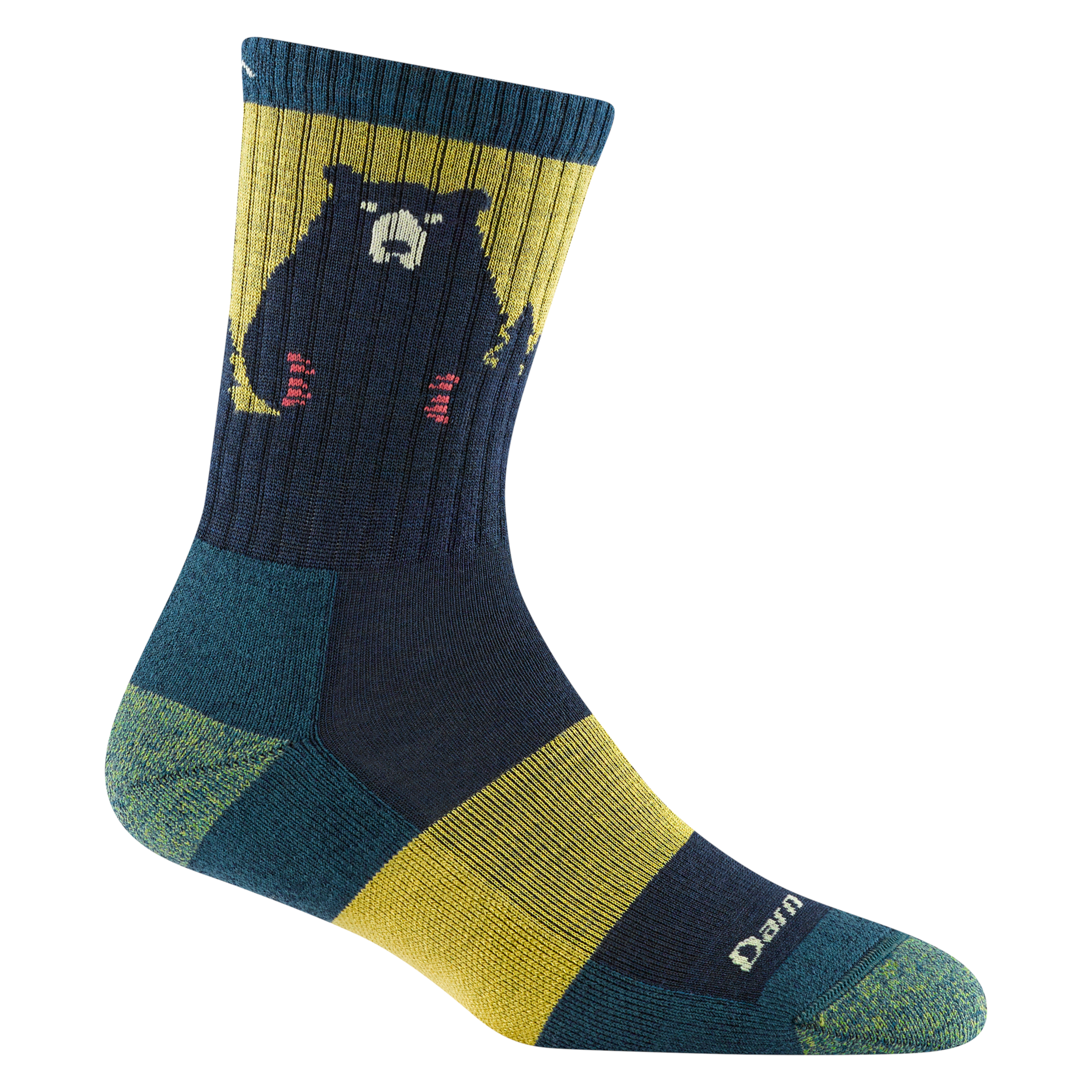Darn Tough Bear Town Micro Crew hiking socks with cushioning, Dark Teal