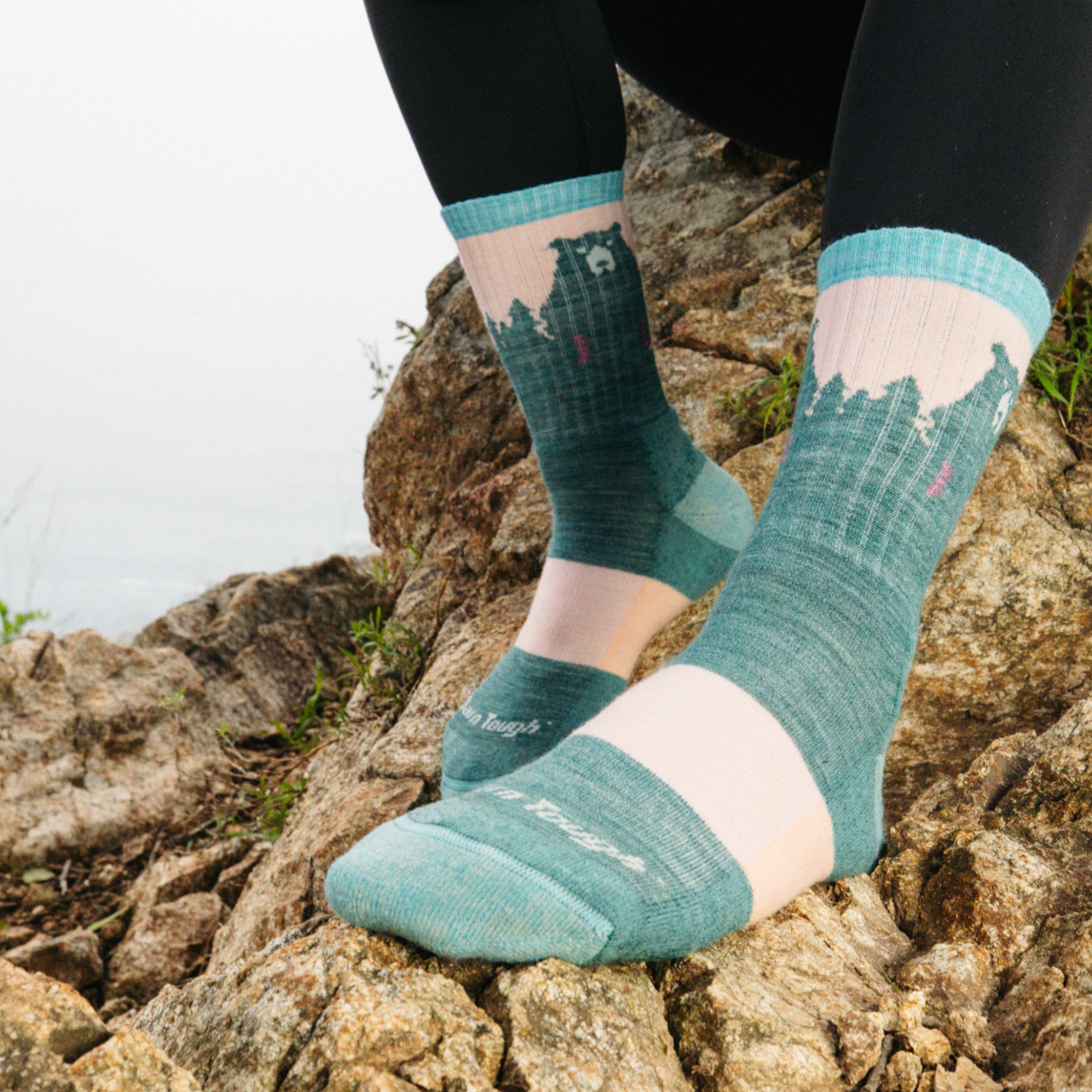 Darn Tough Bear Town Micro Crew hiking socks with cushioning, Quartz