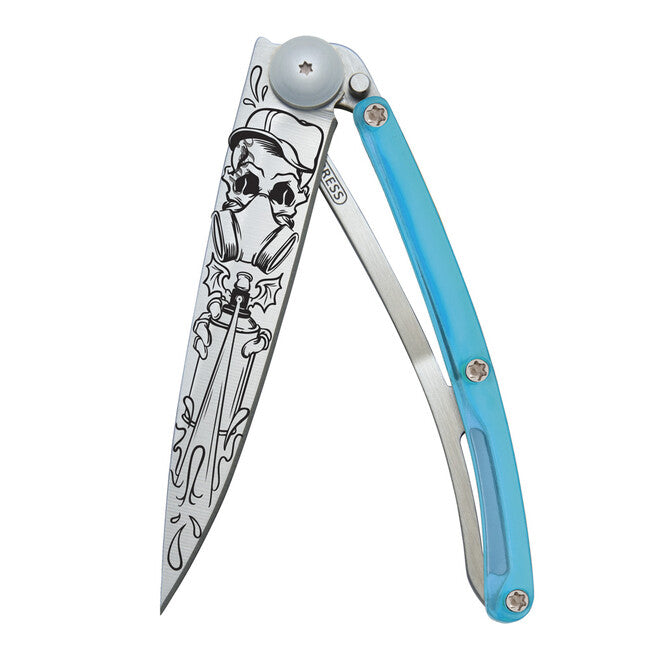 Deejo Street Spray Folding Knife, Blue
