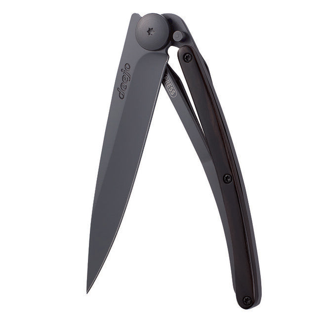 Deejo Folding Knife Ebony Wood Black