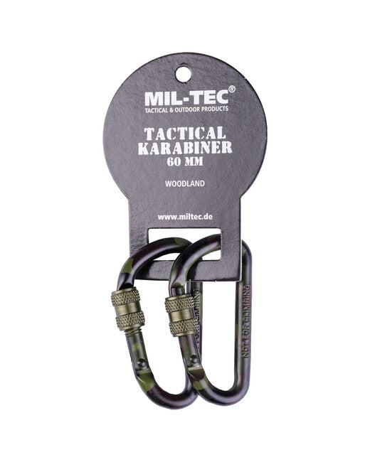 Mil-Tec Tactical Carabiner 60mm Woodland Pair