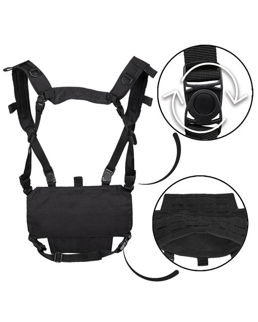 Mil-Tec Tactical Light Chest Rig with Laser Panel Vest, Black