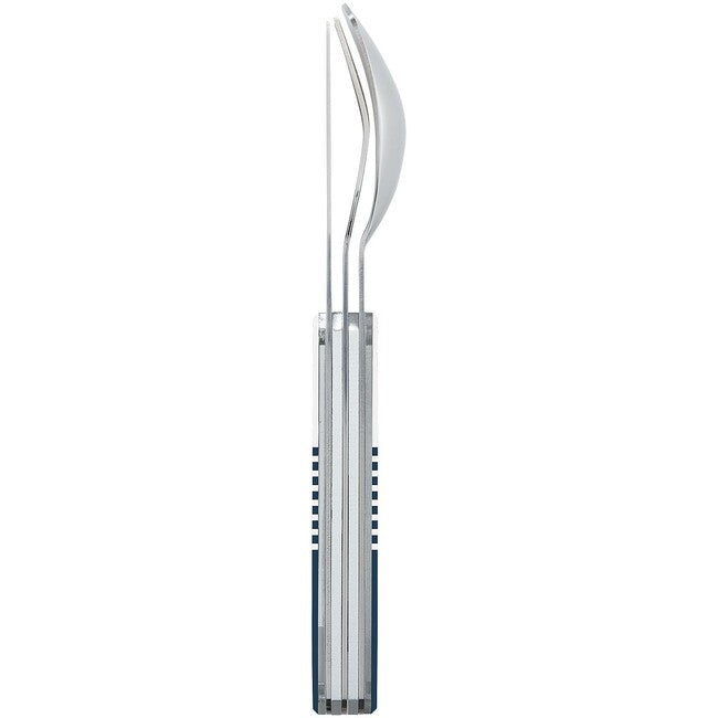 AKINOD Magnetic Travel Cutlery Set, Blue Mariniere-Mirror Finish