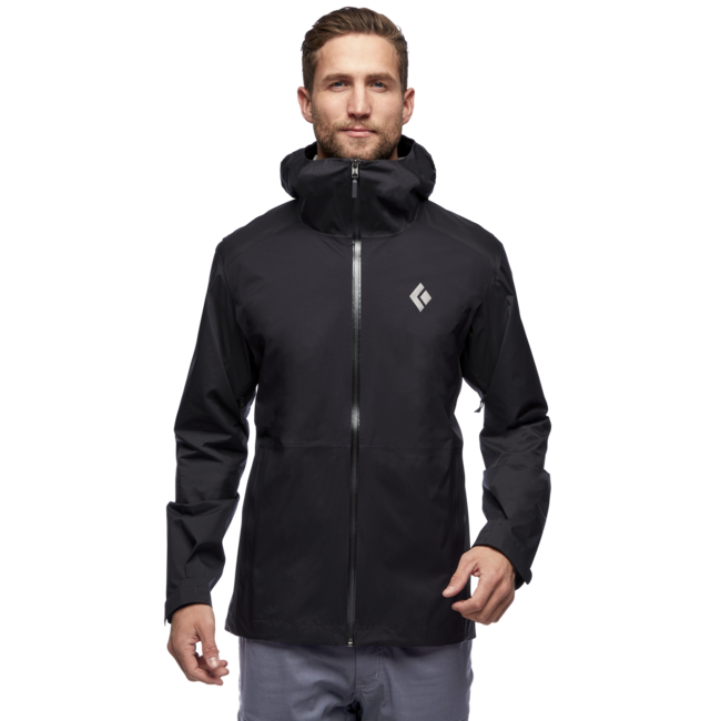 Black Men's Diamond Stormline Stretch Rain Shell, Black
