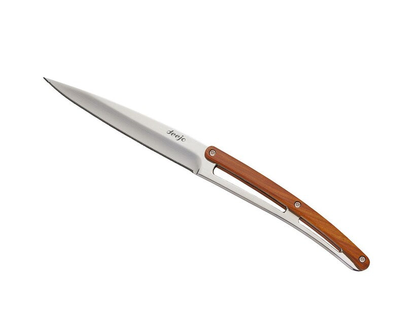 Deejo 6-Piece Table Knife Set, High Gloss Coralwood, Serrated Blade