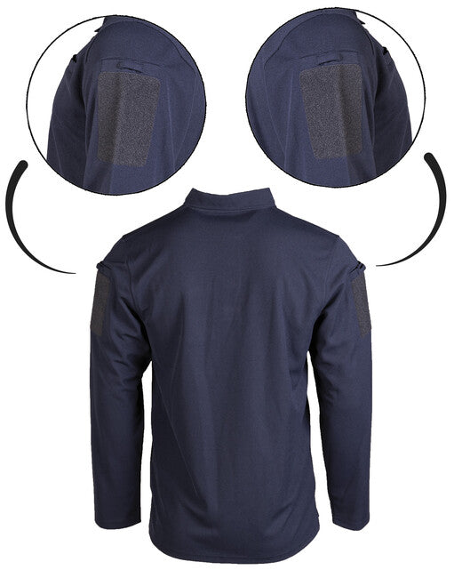 Mil-Tec Tactical Polo Shirt Long Sleeve, Navy Blue