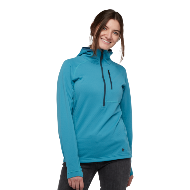 Black Diamond Coefficient Women's Fleece Hoodie, Cerulean Blue