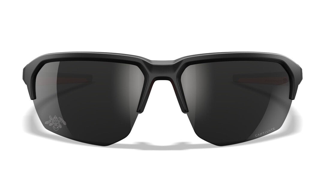 Wiley X Jakl Sunglasses, Captivate Black Mirror/Matte Black/Red