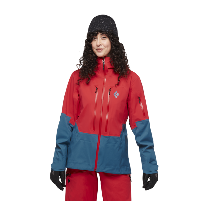 Black Diamond Dámska lyžiarska bunda Recon Lt Stretch Shell, coral red-creek blue