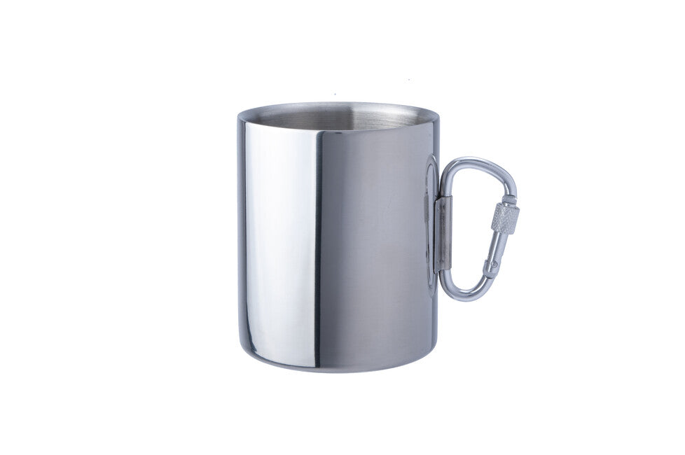 BasicNature Space Safer Thermo Mug, Stainless Steel, 0.33l with Carabiner