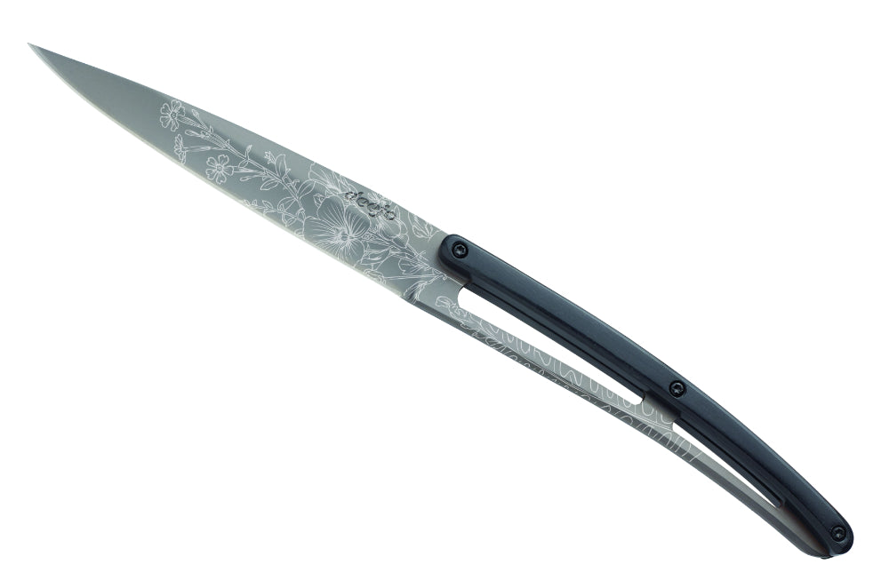 Deejo Set 6 Steak Knives, Titanium Coated, Paperstone Handle, Blossom Design
