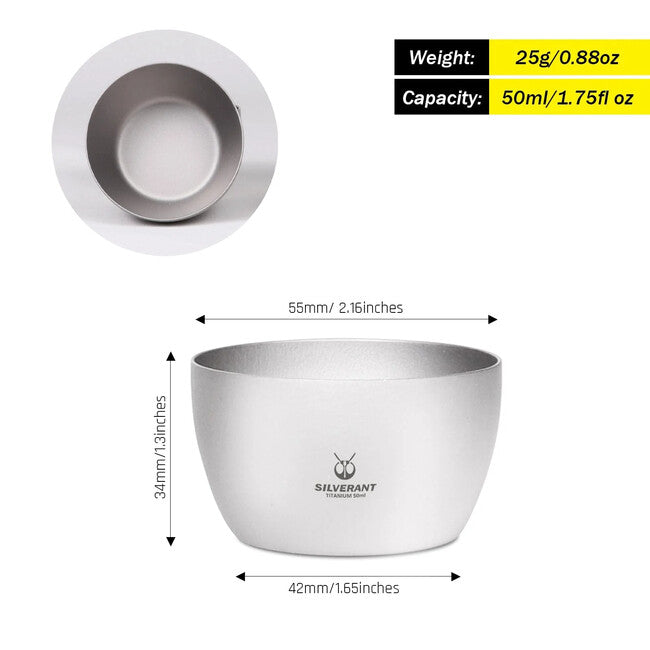 Silverant Dvojstenný titánový pohárik 50 ml, panák