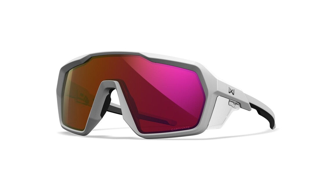 Wiley X Citadel Sunglasses, Captivate Red Mirror/Polished White
