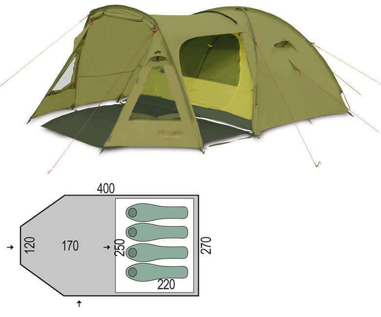 Pinguin Campus 4 Tent, Green