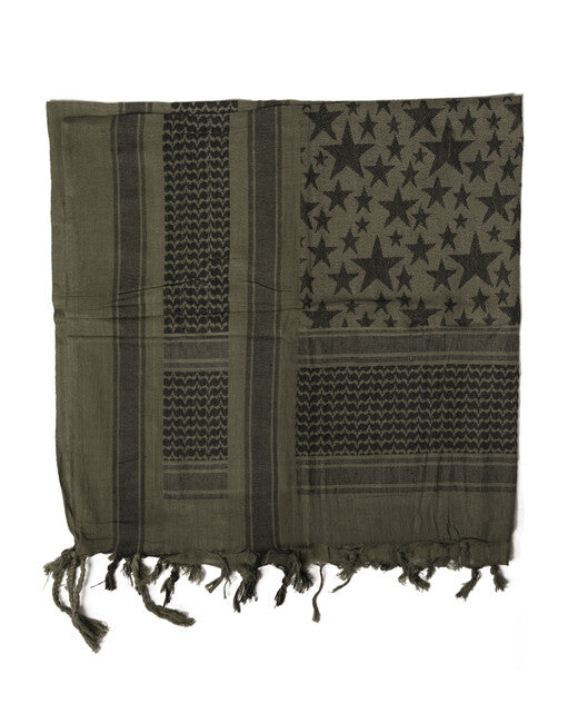 Mil-Tec Shemagh Stars, Black and Green