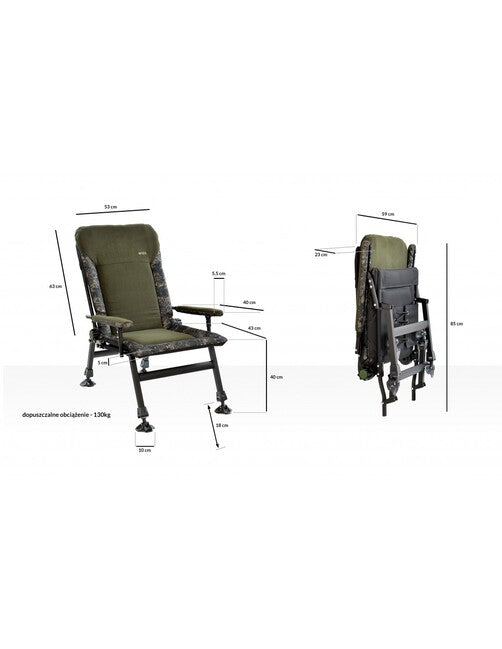 M-Electrostatyk Enzo Fishing Chair, Green with Pattern