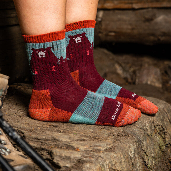 Darn Tough Bear Town Micro Crew Socks, Burgundy