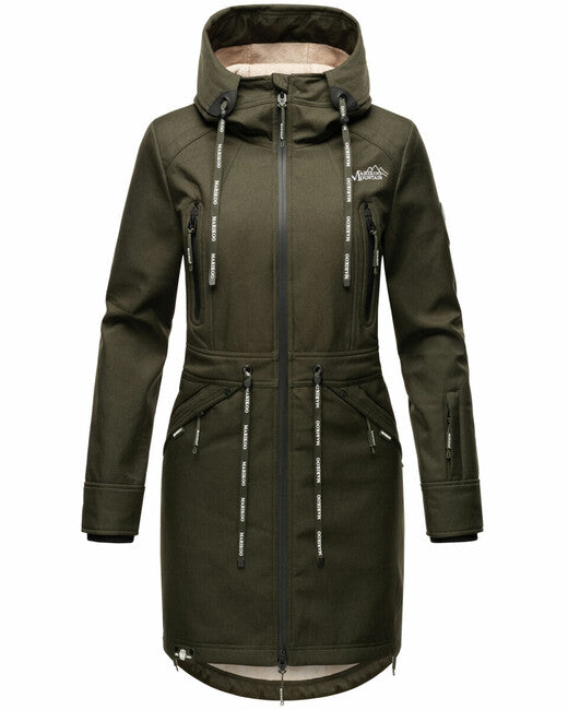 Marikoo Racquelle Women's Softshell Jacket with Hood, Olive