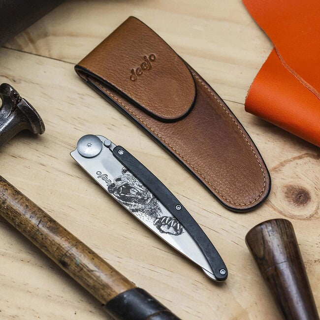 Deejo Tattoo Grizzly Folding Knife, Ebony Wood