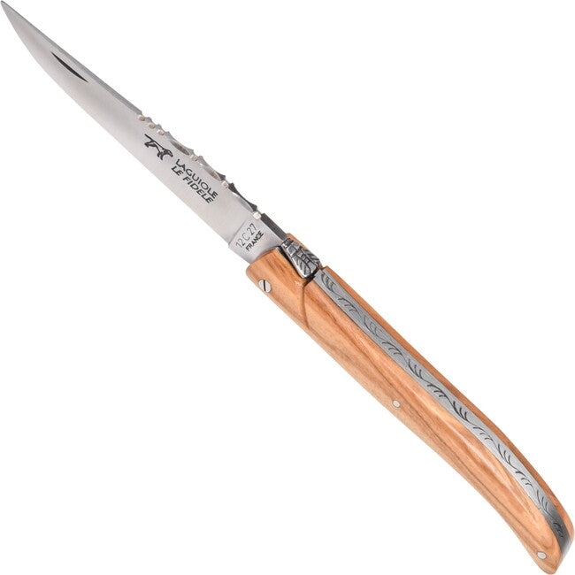 Laguiole Le Fidele Folding Knife, Olive Wood