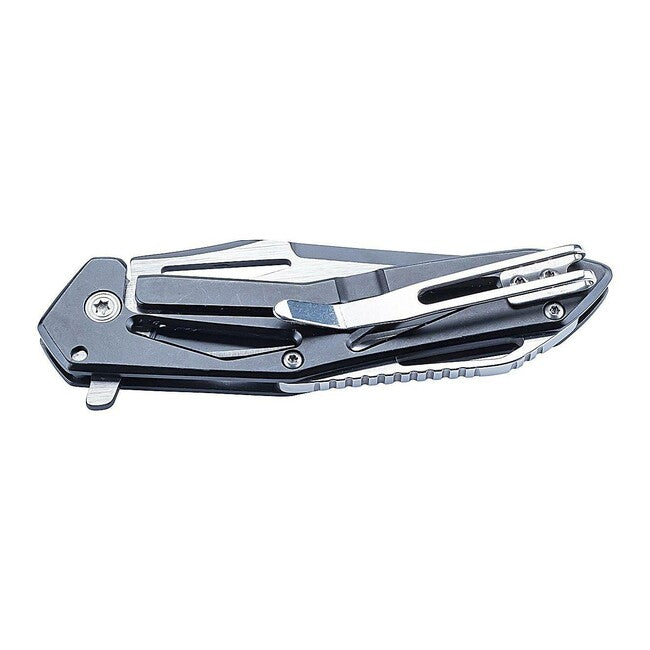 Herbertz One-Hand Pocket Knife 8cm, Skeletonized Construction, Stainless Steel, Black