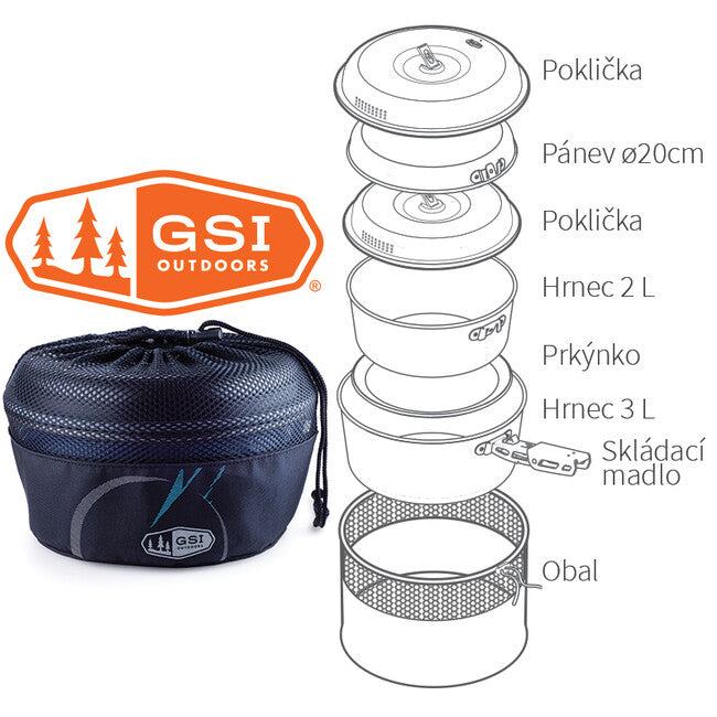 GSI Outdoors Bugaboo Base Camper Camping Cookware Set 2+3 l