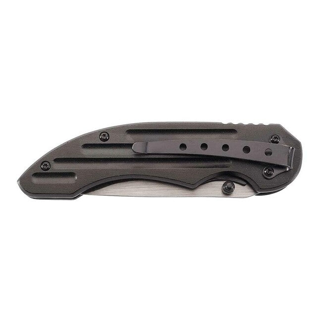 Herbertz Single-Hand Pocket Knife 8cm, Steel, Black, Flame Design