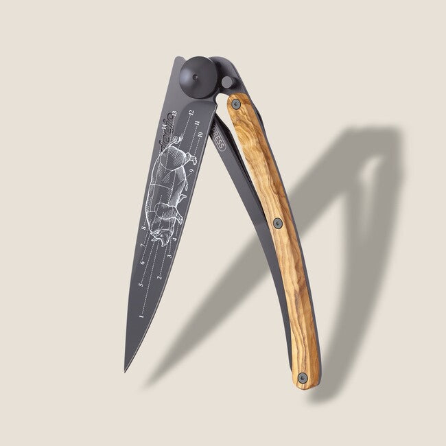 Deejo Tattoo Giant Folding Knife, Olive Prime Cuts