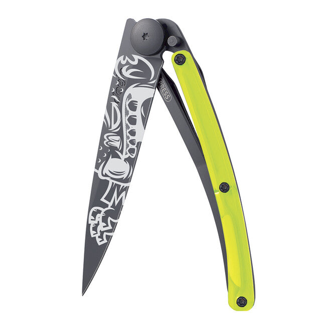 Deejo Street Collection Folding Knife Black Yellow Zombie