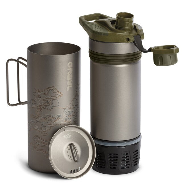 GRAYL GeoPress™ Titanium Filtration Bottle with Cook Lid, Olive Drab