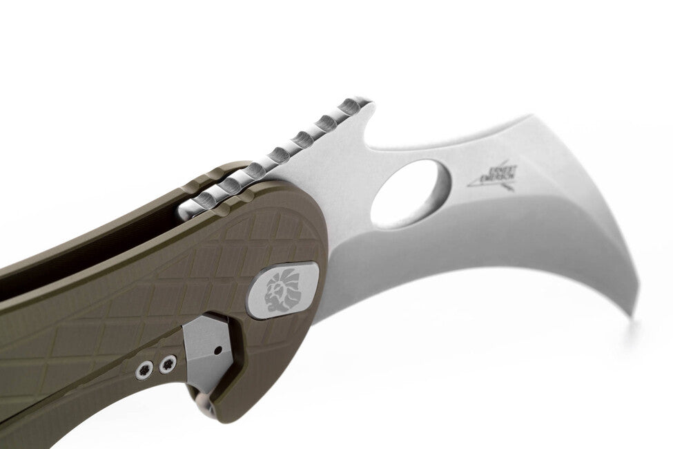 Lionsteel L.E. ONE 1 A GS Karambit Knife, Green/Stone Washed