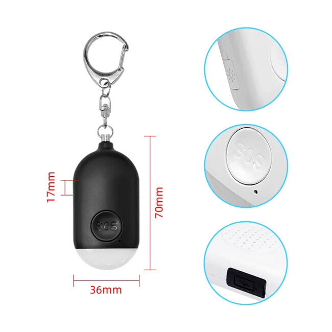 W&G SHIELD SOS Waterproof Personal Alarm with LED Light and Activation Button, Black