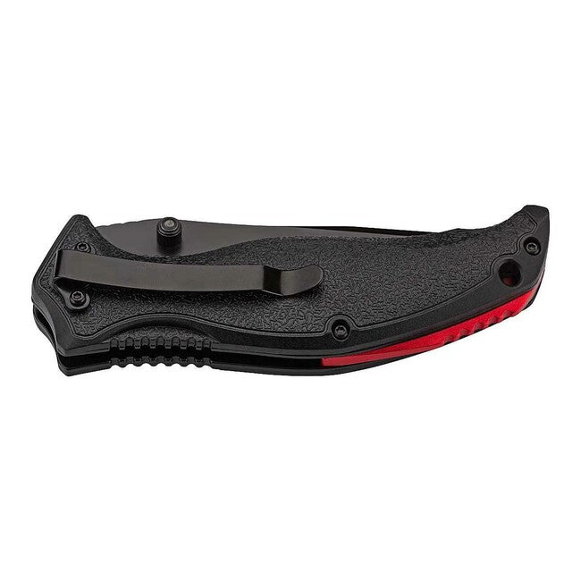 Herbertz One-Hand Pocket Knife 9.4cm, Glass Laminate and Aluminum, Black-Red