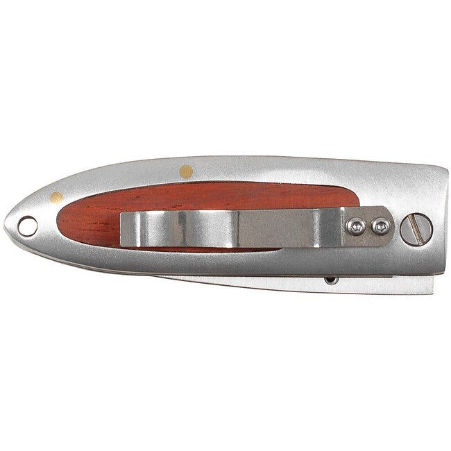 Fox Outdoor Jack Single-Hand Knife, Silver, Wood Insert