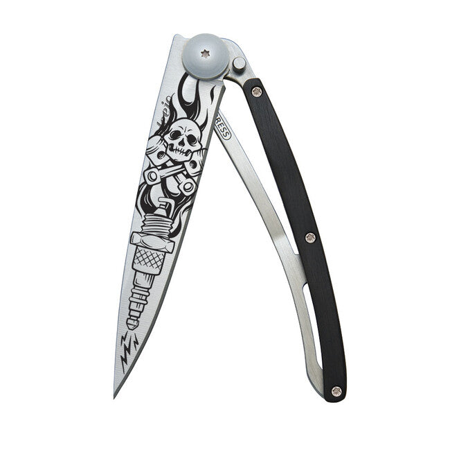 Deejo zatvárací nôž Tattoo Biker ebony wood