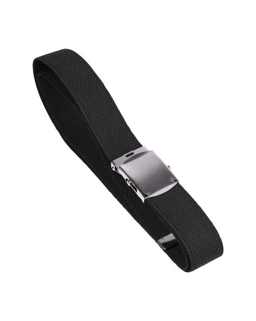 Mil-Tec US Web Belt 38mm Wide with Silver Buckle, Black