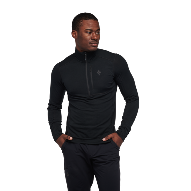 Black Diamond Coefficient Lt Long Sleeve Zip Men's Shirt, Black