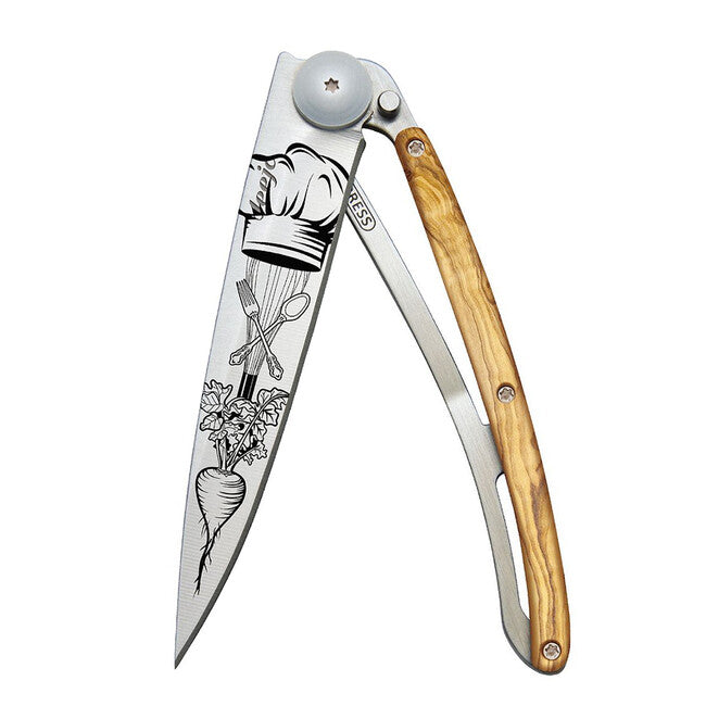 Deejo Tattoo Wood Chef Folding Knife