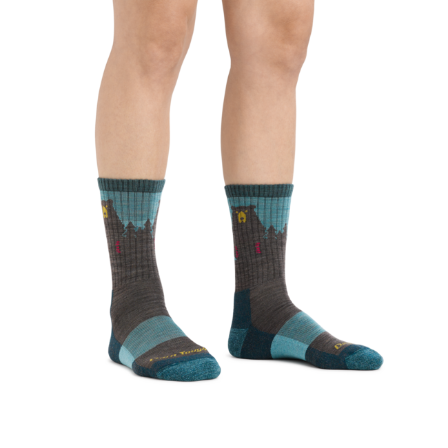 Darn Tough Bear Town Micro Crew Socks, Aqua, Lightweight with Cushioning