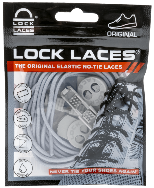 Lock Laces Shoelaces, Gray Solid