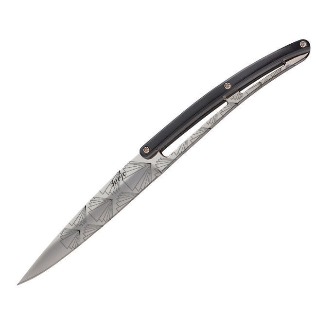 Deejo Set of 6 Knives Polished Blade Black ABS Handle Art Deco Design