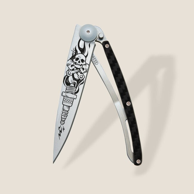 Deejo Tattoo Fiber Biker Folding Knife