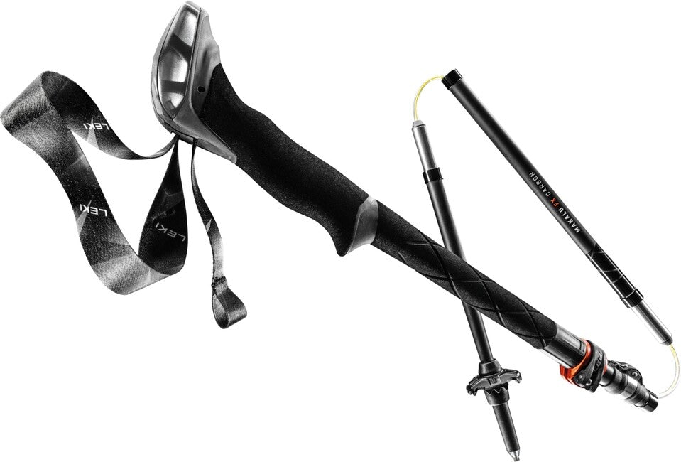 LEKI Makalu FX Carbon Trekking Poles, Black-Orange-Natural Carbon, 110-130 cm