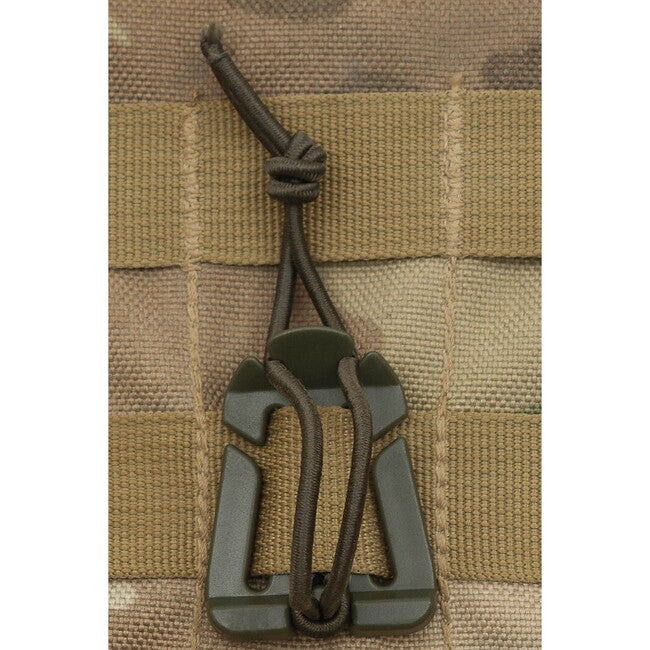 MFH MOLLE Clip with Rubber Strap, OD Green, 2 pcs
