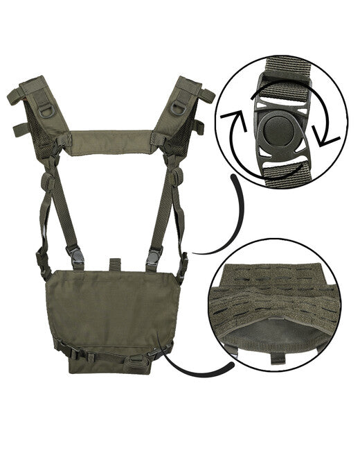 Mil-Tec Tactical Chest Rig Light with LASER Panel Vest, Green