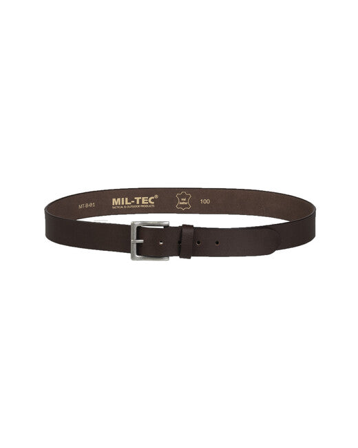 Mil-Tec NAPPA Belt with Metal Buckle Leather, Brown